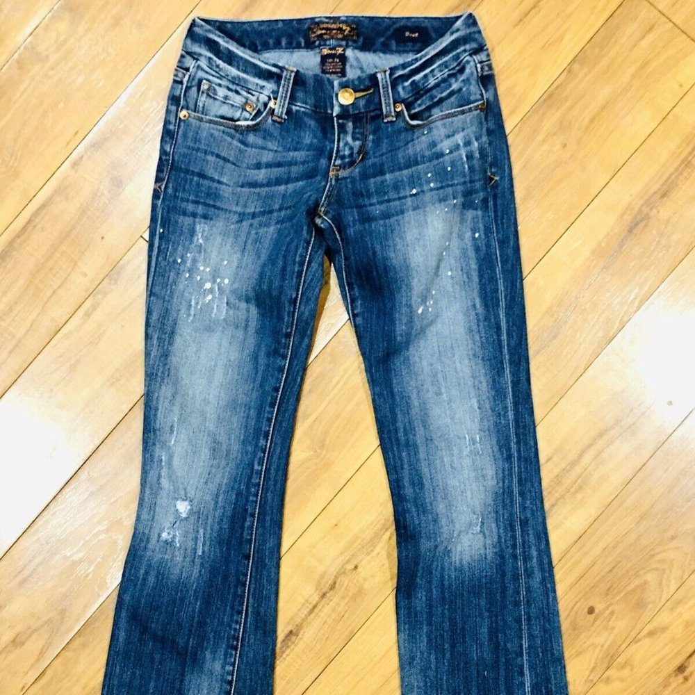 Seven boot cut denim Jeans distressed low rise wide leg 28